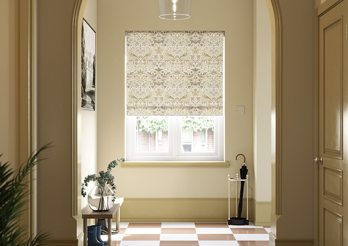 William Morris At Home Strawberry Thief, Ochre - Twist&Fit Roman Blind - Image 3